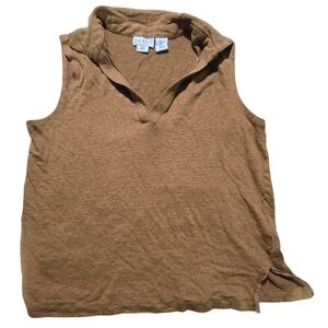 Nicole Miller Tan Sleeveless Polo Tank Top